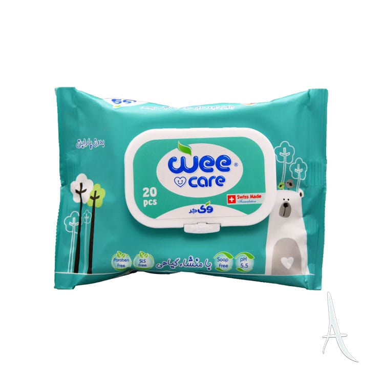 دستمال مرطوب کودک وی کر حاوی آلوئه ورا و روغن زیتون 20 عددی